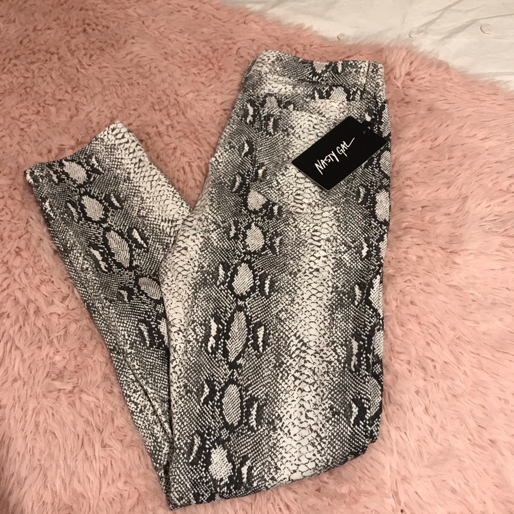 NASTY GAL Snake Print jeans